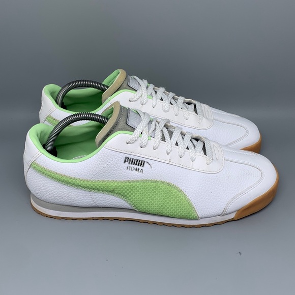 Puma Roma Basic White Green Gum‎ Running Shoes 38549301 Men’s Sz 12
